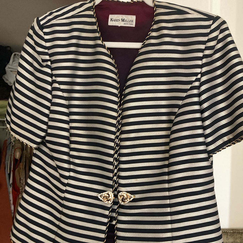 Karen Millen Black and White Striped Women's Jacket
